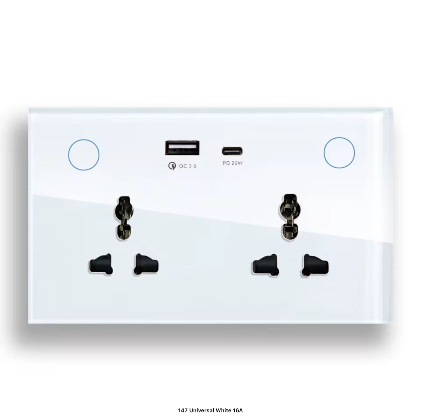 Smart Wall Socket with USB and Type-c, 13A double