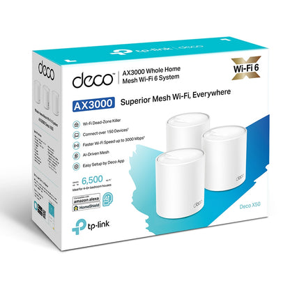 Deco X50 AX3000 Whole Home AI-Driven Mesh Wi-Fi 6 System Dual-Band With Gigabit Ports White