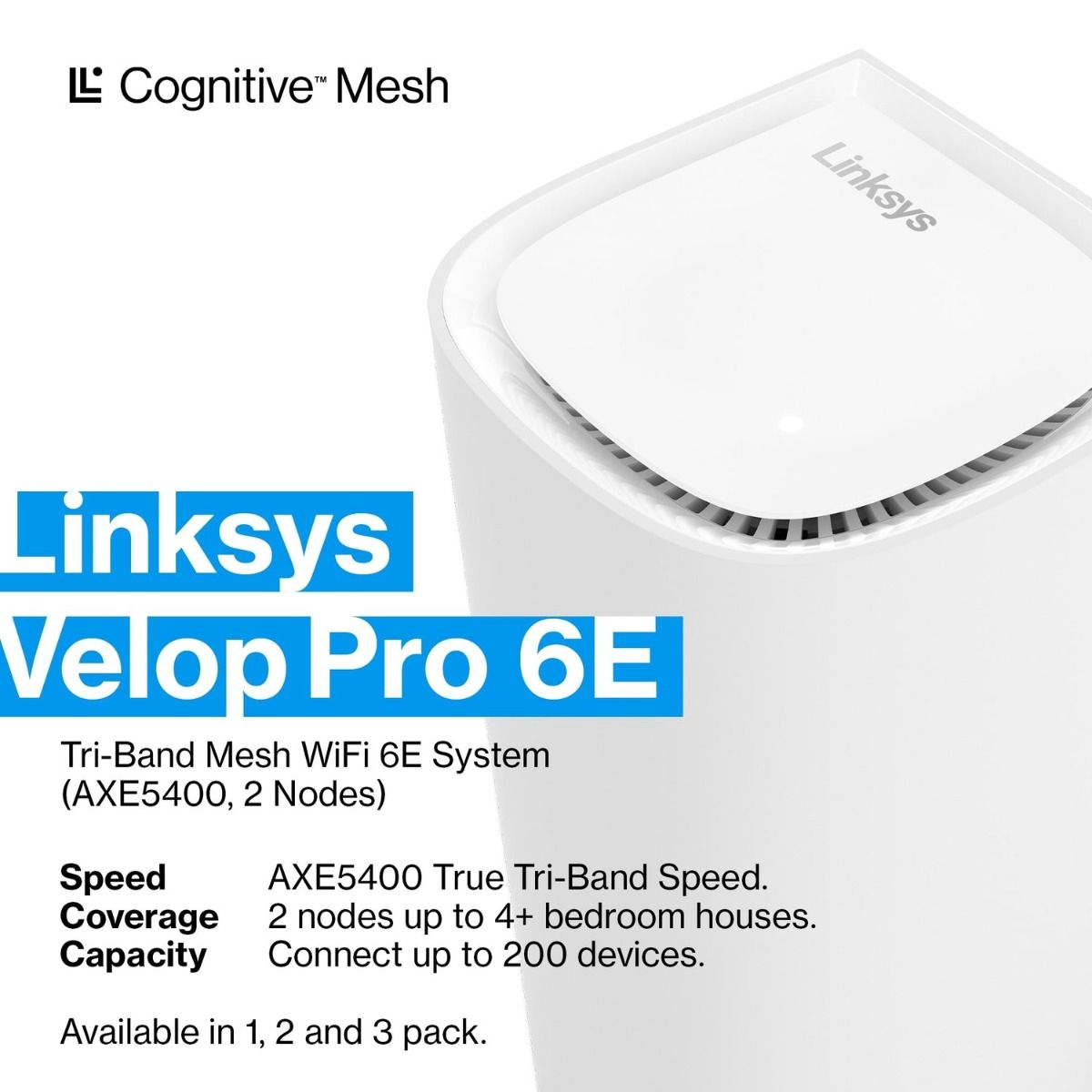 Linksys Velop Pro 6E AXE5400 Tri-Band WiFi 6E Mesh System 2Pack